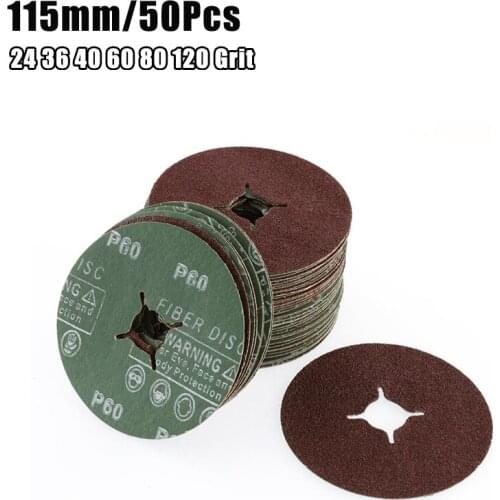 50pcs 115mm (4.5") Fibre Sanding Discs Round Abrasive Sanding Disc for Angle Grinder Saw Blade Replacement for Wood Metal