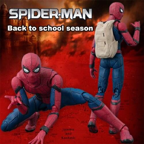 Disney Shf Spider Man Back To School Season Movable Pvc Anime Action Figure Collectible Model Doll Statue Toys For Childrens