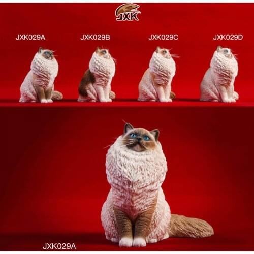 JXK 1/6 Figure Scene Accessories JXK029 Seal Bicolor Ragdoll Pet Cat Long Hair Animal Figure Statue Model for 12'' Action Figure