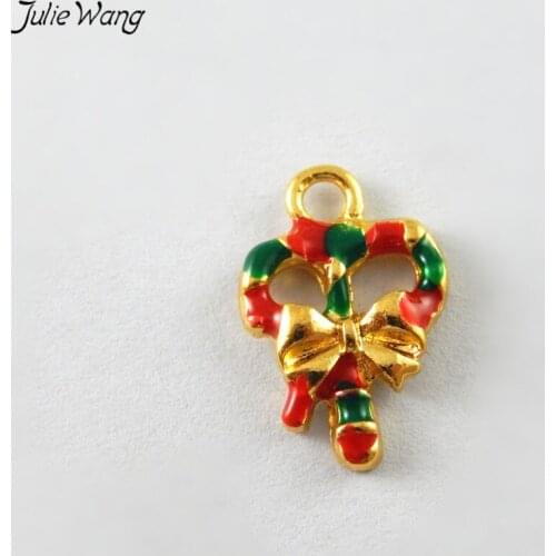Julie Wang 10PCS Colorful Christmas Tie Shape Enamel Alloy Cute Pendant Charms Handmade Women Men Children Jewelry Findings