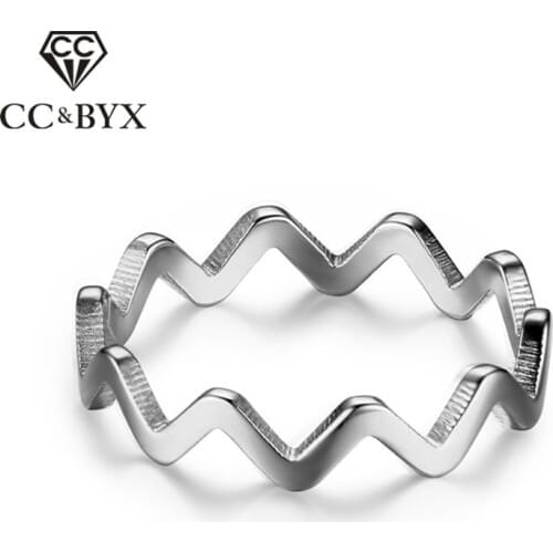 CC Stainless Steel Wave Rings For Women Simple Couple Ring Men Jewelry Anillos Elegant Bijoux Femme Size 6-8 CC1275b