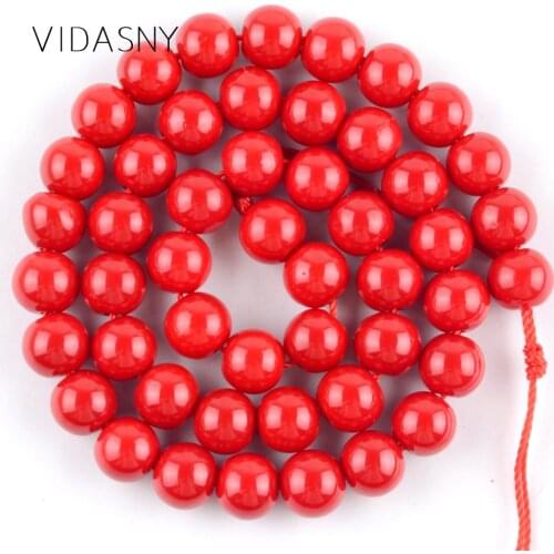 Dark Red Coral Round Stone Beads For Jewelry Making 4/6/8/10/12mm Spacer Beads Diy Bracelet Necklace Accessories 15'' Wholesale