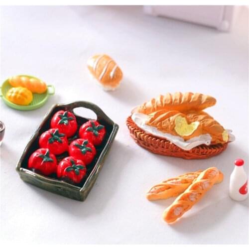 Dollhouse Miniature Food French Bread Tomato Tray Model Toys Kitchen Accessory Children Education Toys For Kids Birthday Gift