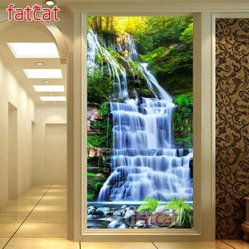 FATCAT natural scenery waterfall Large 5D Diy Diamond Painting Full Drill Diamond Embroidery Kits Wall Decoration AE3112