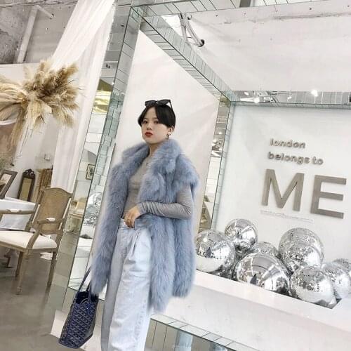 Real Vest Coats Winter Warm Fashion Jacket Women Elegant Vintage Loose Fox Fur Vests Coat Manteau Femme Hiver ZL609