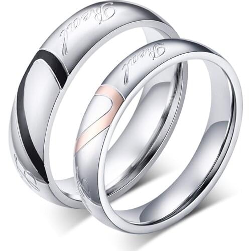 Never Fade Titanium Steel Heart Rings Jewelry Wedding Couple love rings Men Women Drop Shipping anillos mujer bague homme anello