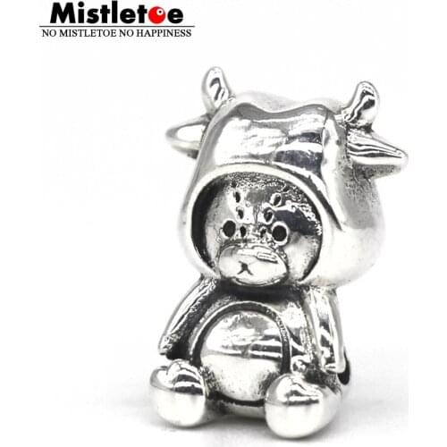Mistletoe Genuine 925 Sterling Silver Taurus Bear Charm Bead Fit European Bracelet Jewelry