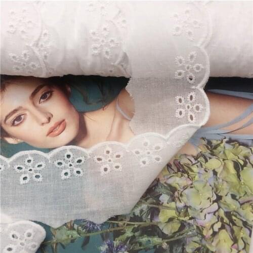Wholesale Cotton Lace White Cotton Ruffle Eyelet Lace 4.5cm Crafts/Costume/Larp/Sewing for baby and kid clothes