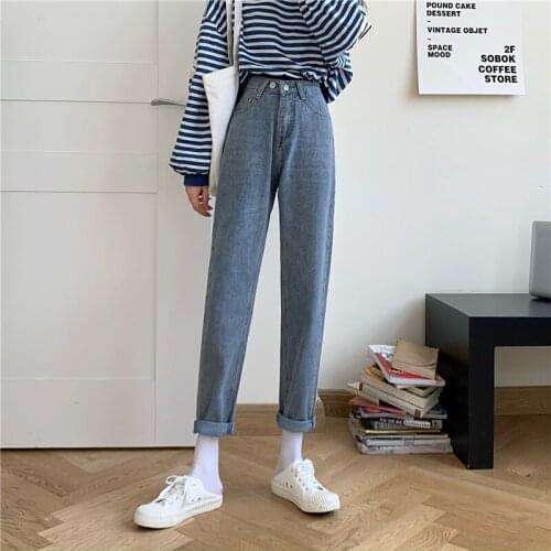 Autumn and winter high waist jeans radish pants Harlan show thin show high straight pants