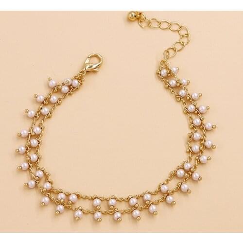 2020 New Trendy Gold Handmade Pearl Beads Choker Necklace Korean Fashion Party Jewelry