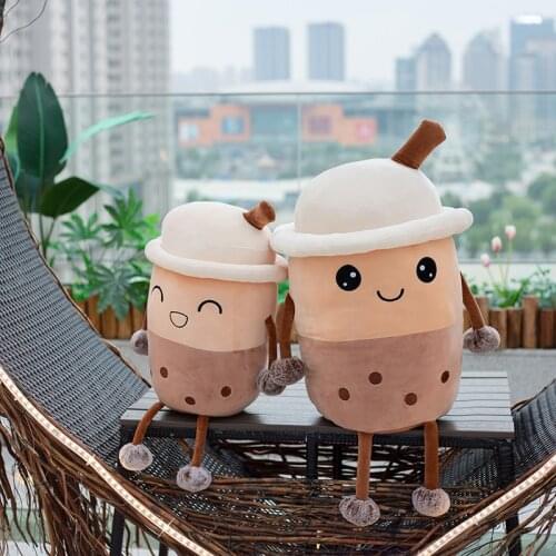 Real Life Plush High Quality Food Cute Stuffed Cartoon Snack Pillows Props Milk Tea Kids Toys Girl Baby Birthday Gift 23cm