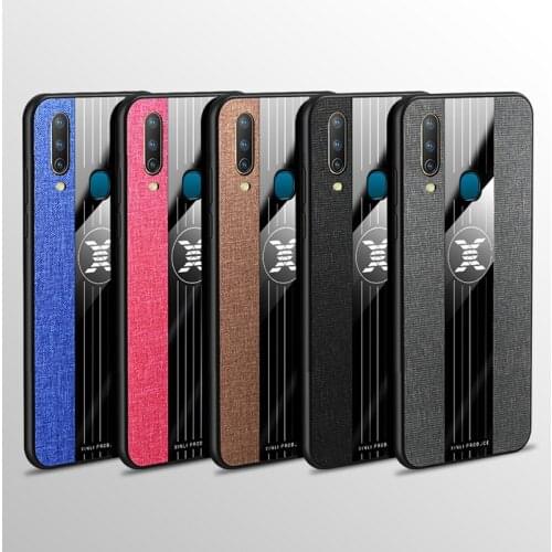 Luxury Design Cloth Back Cover for VIVO Y12 Y3 Y15 Y17 Y 12 Shockproof Armor Ring Stand Holder Soft Ultrathin Phone Case Carcasa