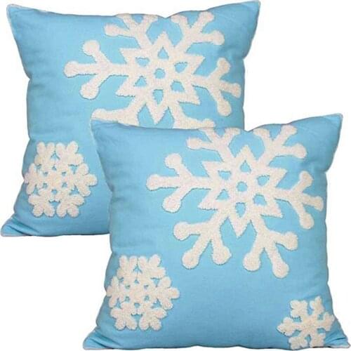 Embroidery Christmas Pillow Cover Snowflake Throw Pillow Cases Sofa Waist Cushion Covers 45*45cm