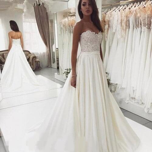 Wedding Dress Strapless Lace Wedding Dresses Elegant Plus Size Bridal Ball Gowns Sleeveless Train Vestido De Noiva