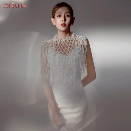 TOPQUEEN G42 Sexy Ladies Shawl Pearls Beaded Tassel Delicate Nail Bead Vintage Pearl Necklaces For Women Fashion Multi-layer