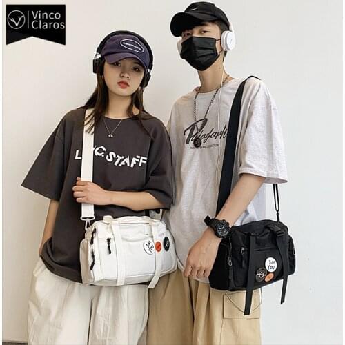 Trend Cool Streetwear Youth Shoulder Bag Hip Hop Mens Nylon Cross Body Bag Men Sling Bags Large Capacity Handbag for Teenagers