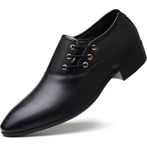 Classic Man Round Toe Dress Shoes Cow Leather Business Casual Shoes Mens Black Wedding Shoes Oxford Formal Shoes Big Size 38-48