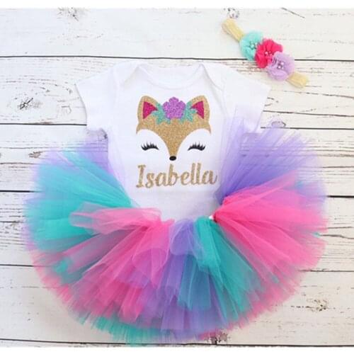 Personalize girl fox first birthday t shirt fox floral headband Custom name age any Character baptism tutu set smash cake outfit