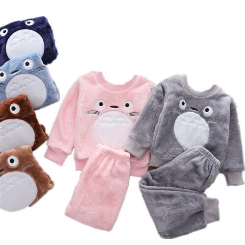 2022 NEW Fleece Homewear Autumn Winter Flannel Warm Warm Children Clothing Baby Boy Clothes Sets For Girls Toddler Pajamas Suit