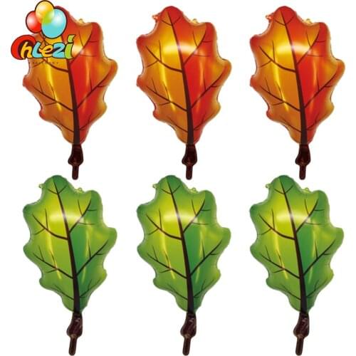 6pcs Yellow Green Leaves Foil Balloon Spring Fall Cartoon Leaves Balloon Garden Wedding Birthday Party Decorations Baby Shower
