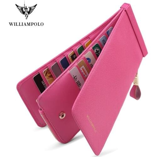WilliamPolo Women Product Long Wallet Multi-Card Holder Simple Large-Capacity Card Holder Womens Wallet Bank Card Holder P266