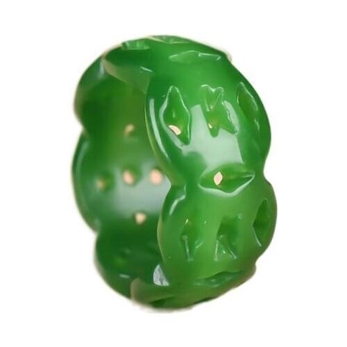 Green Jade Ring Amulet Natural Charm Jewelry Gifts Jadeite Carved Chinese Fashion Crafts