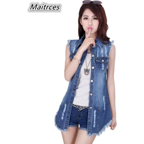 Womens Jackets Jean Vest Sleeveless Denim Solid Vest Women Casual Regular Plus Size Vintage Casual Waistcoat Female JK007
