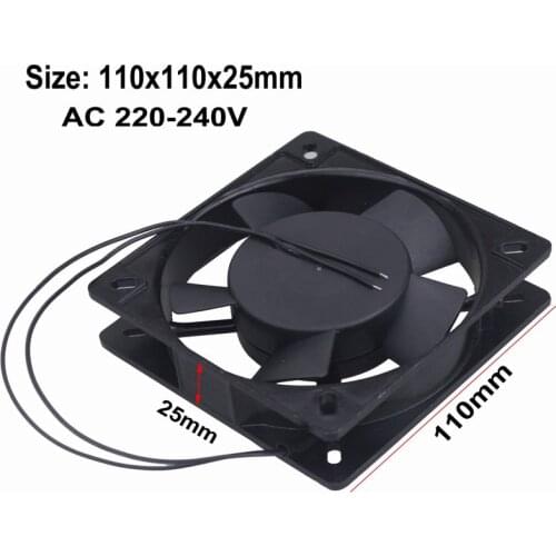 1 Pcs Gdstime 11cm AC 220V 240V 110mm x 25mm Two Wires Without Connector Metal Case 11025s Exhaust AC Cooling Fan 110x110x25mm