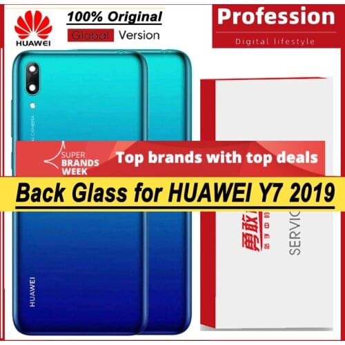 100% Original for Huawei Y7 2019 Back Battery Cover Housing Door Panel Case Battery Cover with Camera Lens