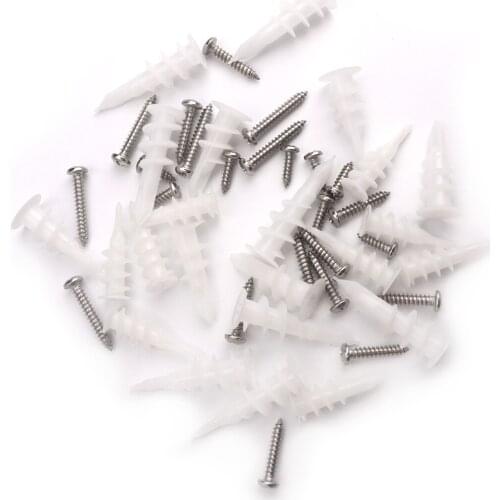 100 PC White Plastic Self Drilling Drywall Anchors with Screws Kit and Screws Assortment kit Three specifications