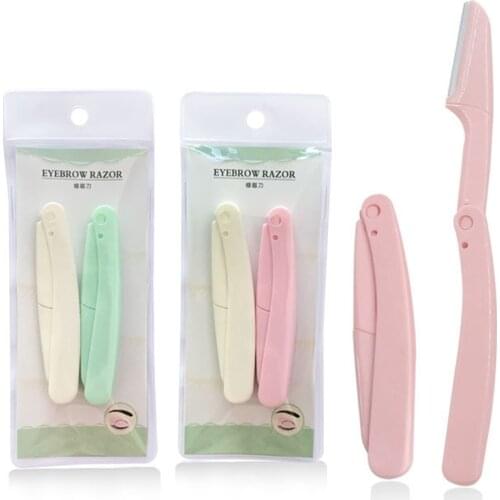 2pcs Eyebrow Trimmer Face Razor Eyebrow Portable Blades Shaver Knife Hair Remover Set Makeup Eyebrow Profiler Tools