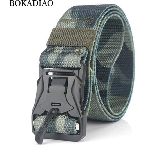 BOKADIAO Military Army Combat mans Canvas Belt Magnetic Metal buckle Tactical Belts For Men Nylon Training Waistband male strap
