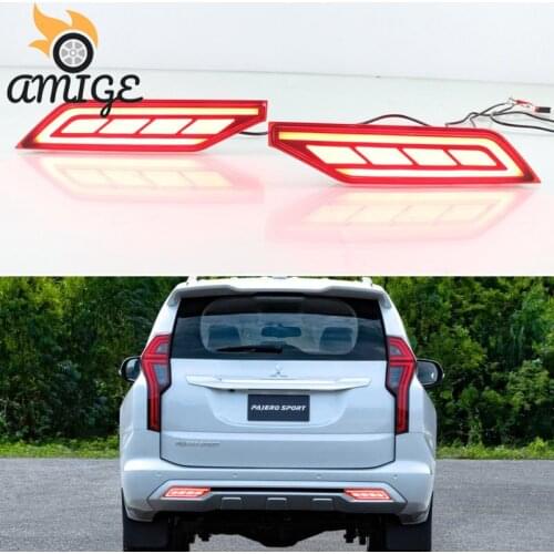 Car Rear Bumper Light For Mitsubishi Pajero Sport 2019 - 2020 LED Rear Fog Lamp Turn Signal Reflector Brake Lights