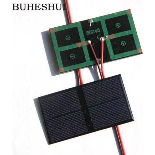 BUHESHUI 0.5W 1V Mini Solar Panel+Cable/Wire olar Cell DIY Solar Battery System Charger For LED Light Toy Panel Study 80*45MM