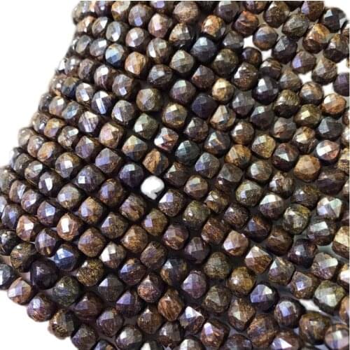 Bronzite brown square faceted 8-9mm for DIY jewelry making loose beads FPPJ wholesale beads nature gemstone