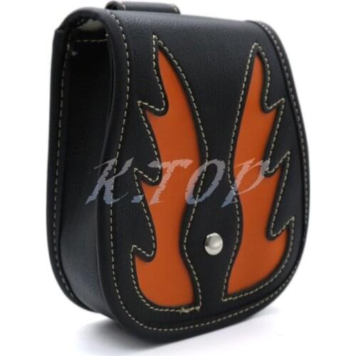 Black PU Leather Flame Belt Bag Tool bag Waist Holster Purse Pouch Side Bag Storage Saddle Bag Pocket For Harley Honda Kawasaki
