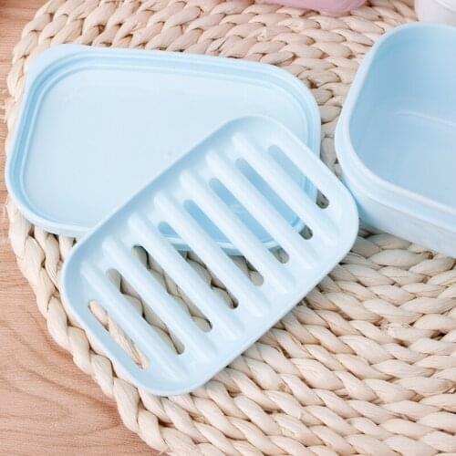 Home Bathroom Shower Soap Box Dish Plate Holder Case Container Travel Hiking Supplies Random Color