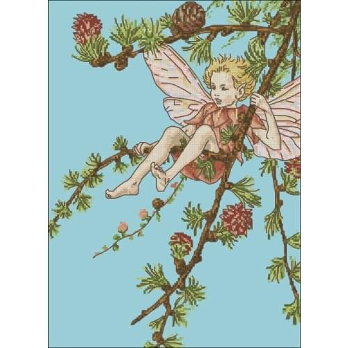 DMC-larch fairy Counted Cross Stitch 11CT 14CT 18CT DIY Cross Stitch Kits Embroidery Needlework Sets