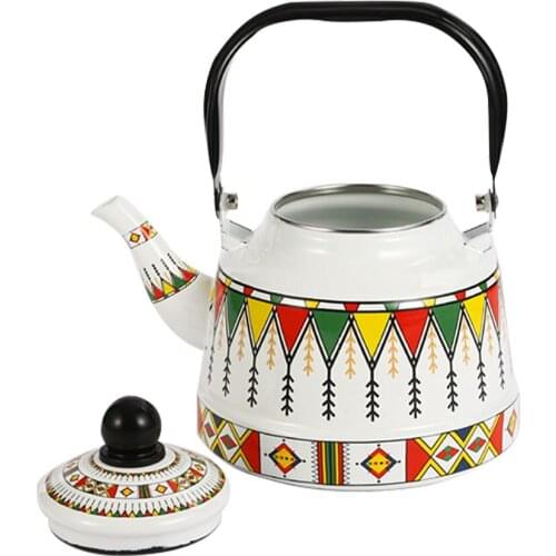 1Pc 2.5L Enamel Teapot Durable Heating Water Kettle Kitchen Teapot Enamel Pot Wheat Ear Bell Kettle Domestic Hot Water Pot