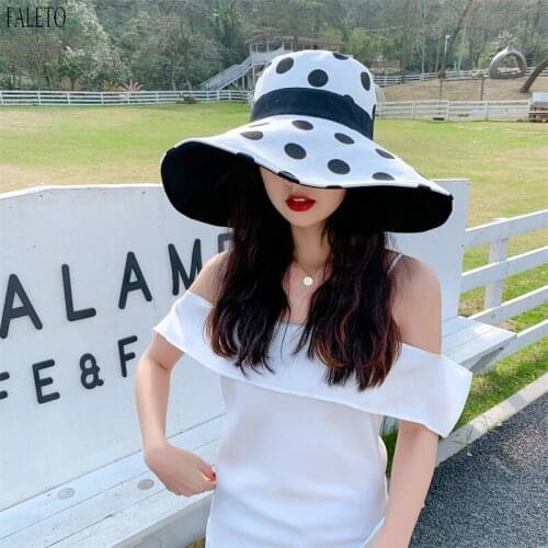 Faleto Newest Womens Wide Birm Sun Hat Foldable Floppy Hat Reversible Summer Beach Roll up Cap Sun Hat Packable UV Protection