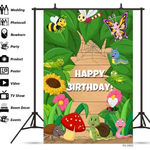 Custom Name Jungle Butterfly Banner Photo Backdrop Forest Wild Animal Safari Party Background Newborn Baby Birthday Photography