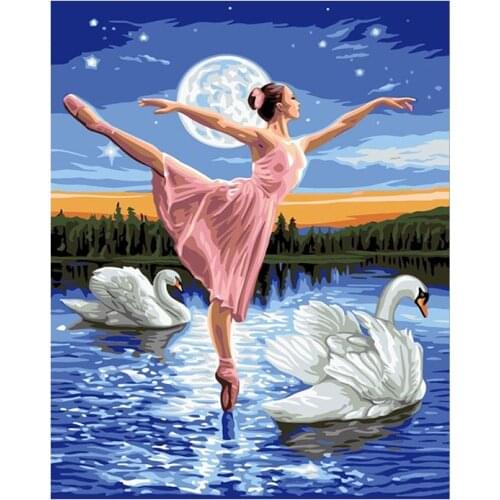 GATYZTORY Oil Painting By Numbers Ballet Girl Hand Painted On Canvas DIY Dancer Pictures Gift Modern Home Decoration Wall Art