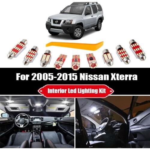 10 Bulbs For 2005-2012 2013 2014 2015 Nissan Xterra White Car LED Interior Map Dome Light Kit Trunk Cargo License Plate Lamp