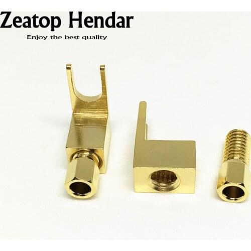 10Pcs Brass Right Angle Gold Terminal Spade Fork For 4MM Banana plug Mcintosh Amp Eico tube Adapter