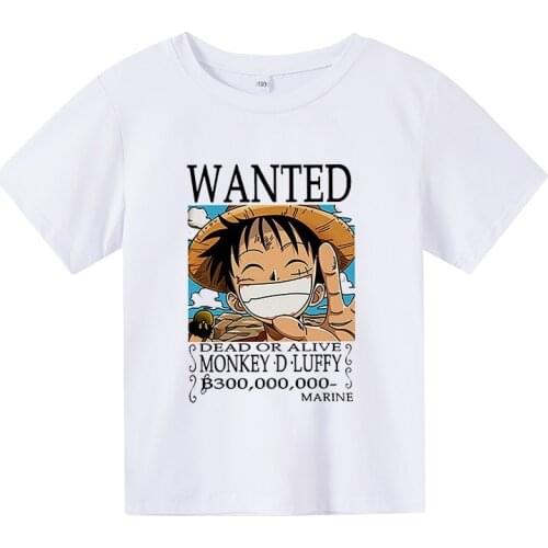 Summer 4-14Y Boys' Fashion Casual Anime One Piece Print Kids Short Sleeve T-Shirt Children Clothes