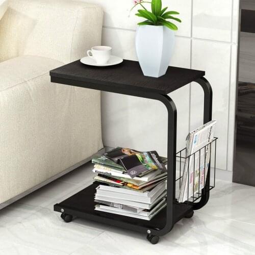 Small side table simple bedroom small coffee table moving bedside living room mini sofa cabinet with storage basket WF705918