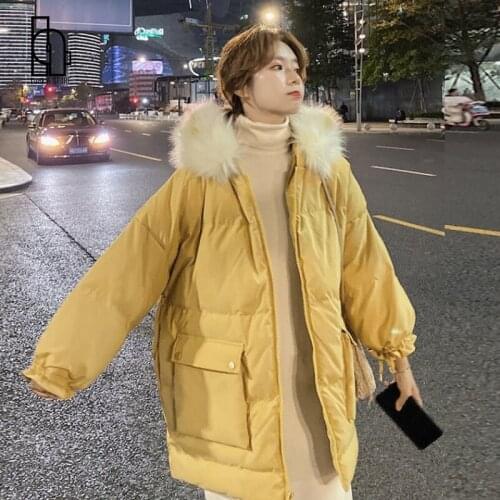 Fashion Autumn Winter Women Jacket New Female Fur Collar Hooded Short Parkas Warm Casual Plus Size Loose Overcoat Coat