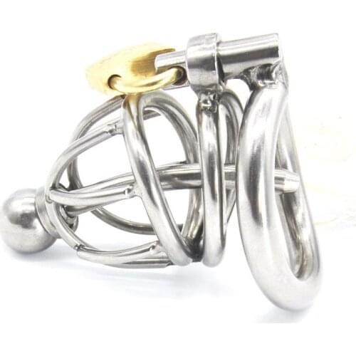 Stainless Steel Male Chastity Device with Catheter,Cock Cage,Chastity Belt,Penis Ring,Adult Game,Cock Ring A225