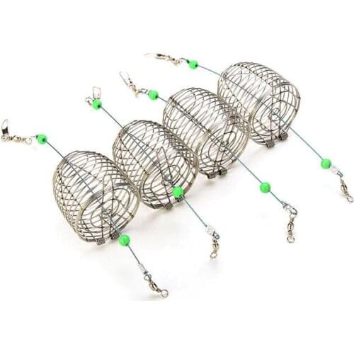 Outdoor Stainless Steel Wire Fishing Lure Cage Fish Holder Cage Feeder Basket Fishing Trap Bait Stainless steel bait cage