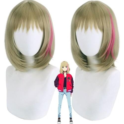 35cm Anime WONDER EGG PRIORITY Cosplay Kawai RikaWig Role Playing Wigs Halloween Cosplay Green Rose Hair Wig Cap